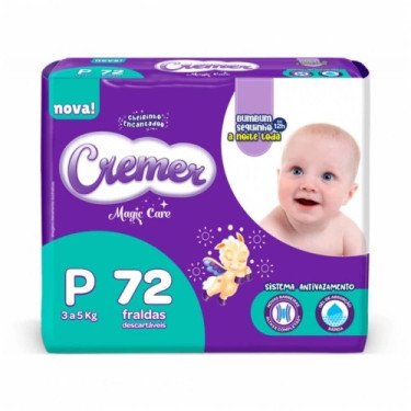 Fralda Descartável Cremer Hiper Magic Care P 72Unid