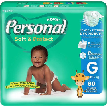 Fralda Descartável Hiper Protect&sec Personal 60un G