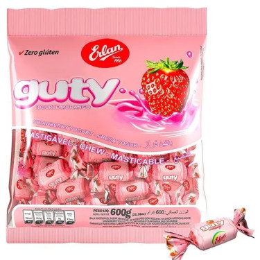 Bala Mastigável Morango Guty Erlan 500g