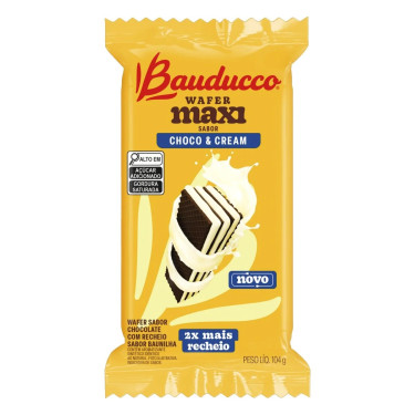 Biscoito Wafer Maxi Choco Cream.Bauducco 104g