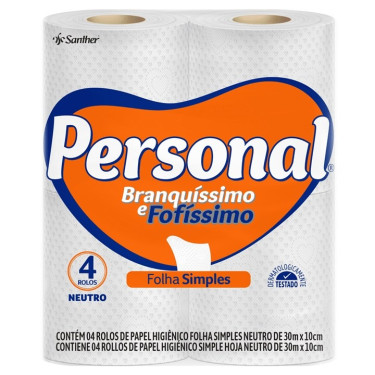 Papel Higiênico Personal Folha Simples 4x30M 
