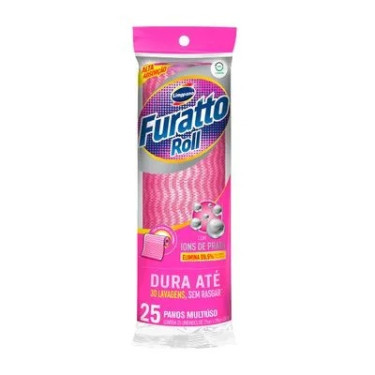 Pano Furatto Multiuso Rolo Rosa Limppano 25un