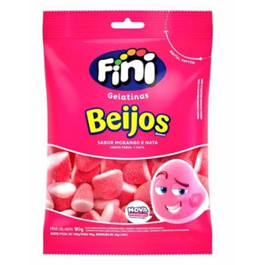 Bala Fini Gelatinas Beijos Morango 90g 