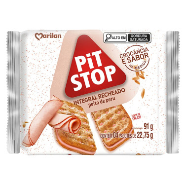 Biscoito Pit Stop Recheado Integral Peito de Peru Marilan 91g
