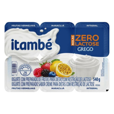 Iogurte Itambé Grego 540G Zero Lactose Frutas Vermelhas Tradicinal