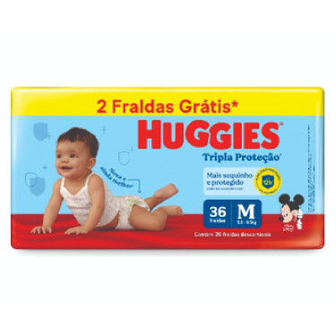 Fralda Huggies Tripla Proteção Meguinha M 36 Unidades