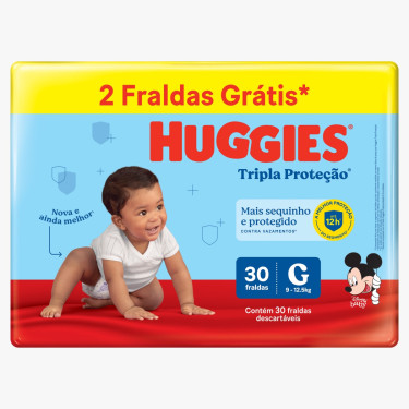 Fralda Huggies Tripla Proteção Meguinha G 30 Unidades