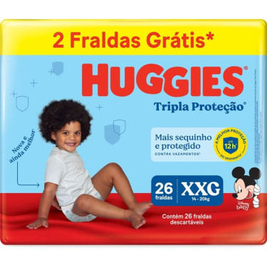 Fralda Huggies Tripla Proteção Meguinha XXG 26 Unidades
