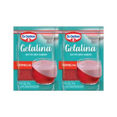 Gelatina Oetker 24g po sem sabor Vermelha