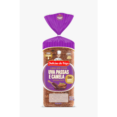 Pão Integral Delicias do Trigo Uva Passa e Canela 54,7% Integral 380g