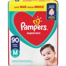 Fralda Descartável Supersec Jumbo M Pampers 90und 