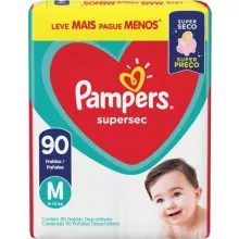 Fralda Descartável Supersec Jumbo M Pampers 90und 